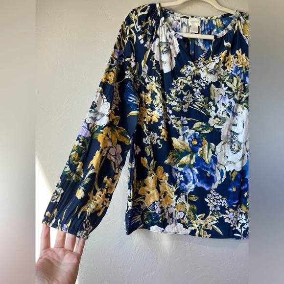 Chicos floral peasant boho loose watercolor Lagenlook cottage core work teacher - Picture 3 of 9